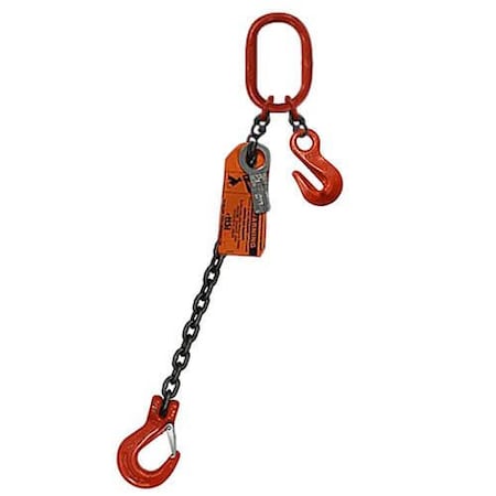 Hsi Sngl Leg Chain Slng, Adjstbl Type A, 5/8 in dia, 6ft L, Oblong Link to Slng Hook, 22,600lb Lmt 10ASOS5/8A-06